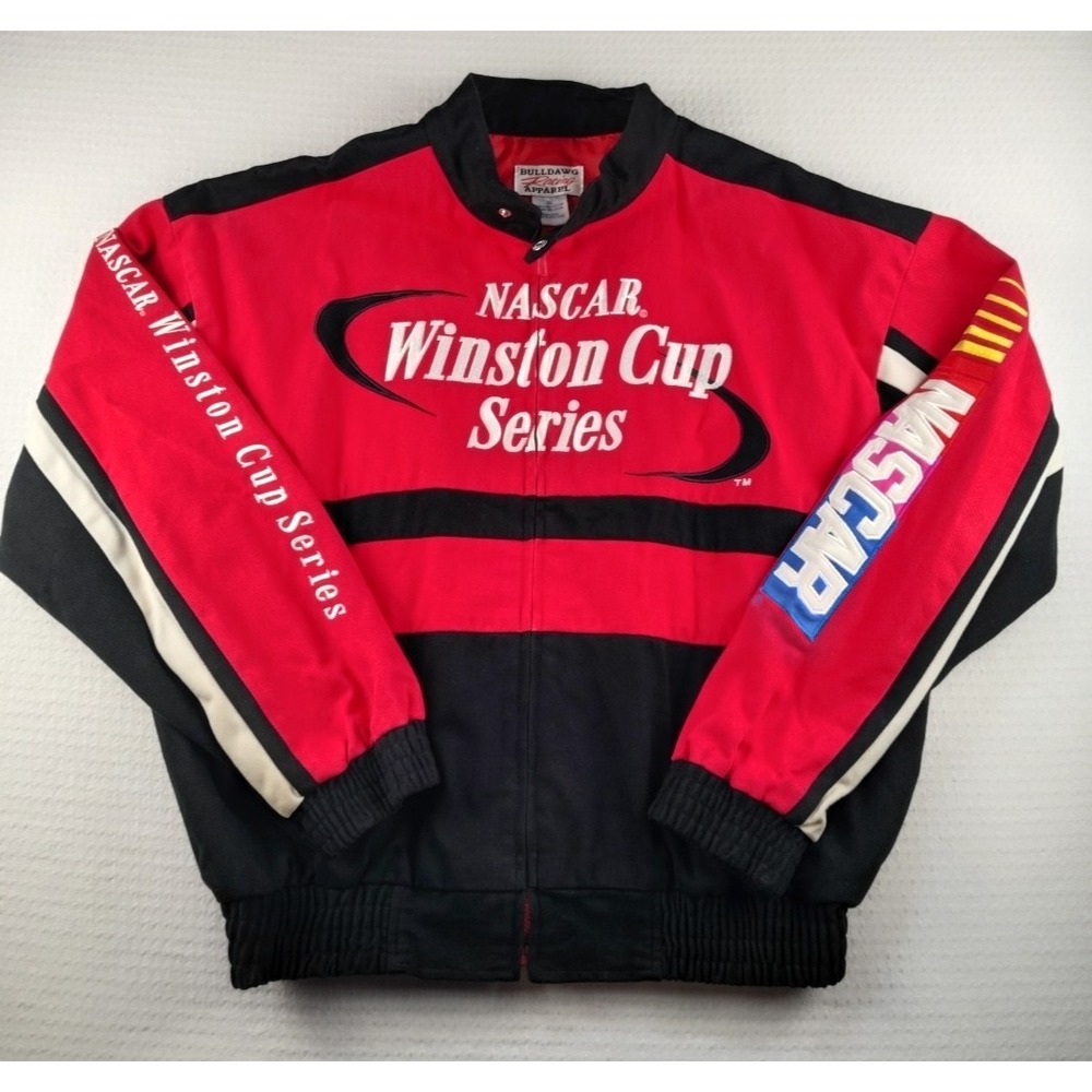 Vintage NASCAR Winston Cup Series XL Jacket Bulldawg Racing Apparel Red Black